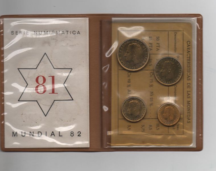 ESPAÑA CARTERA OFICIAL DE PESETAS J. CARLOS I DEL AÑO 1981 MUNDIAL